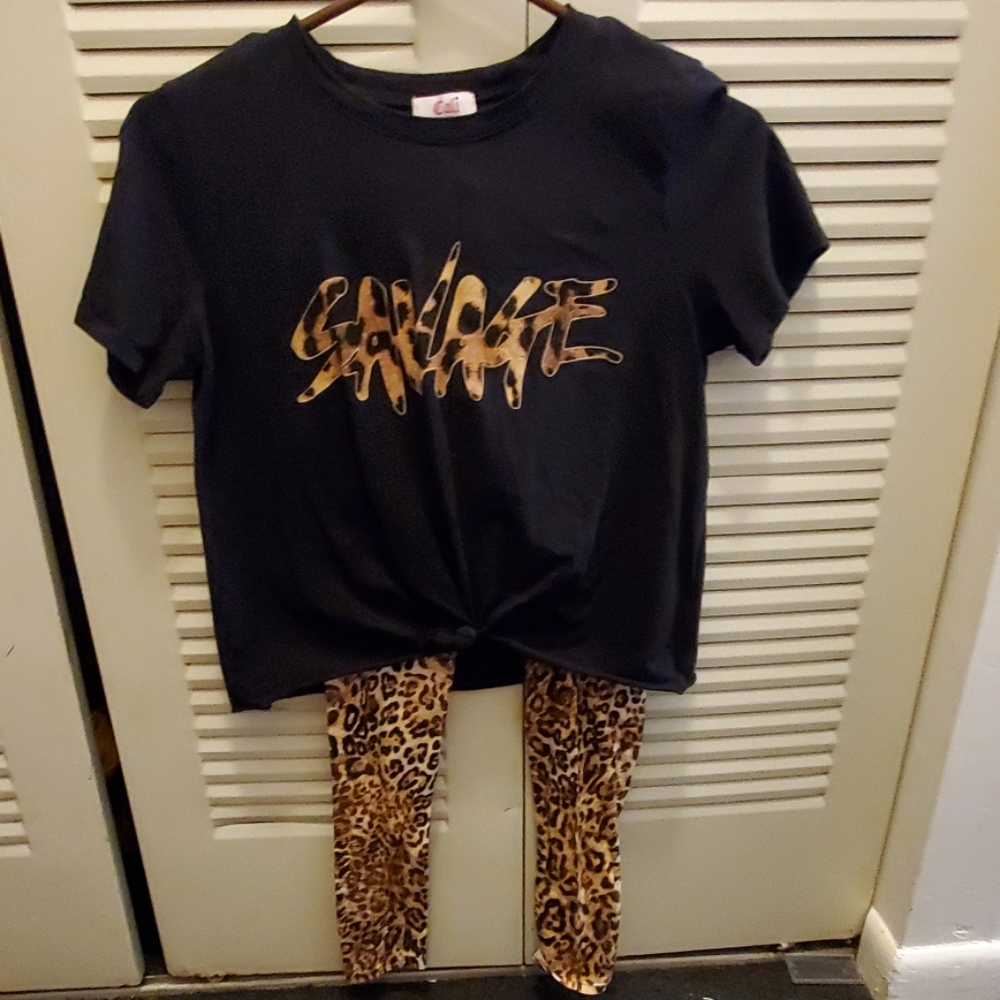 Leopard top and bottom set